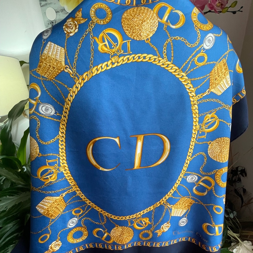 Christian Dior Blue and Gold Scarf - Picture 3 of 16